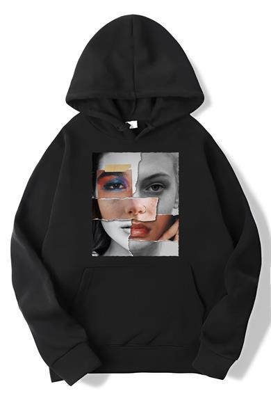 BRZ Collection Oversize Face Collage Hoodie
