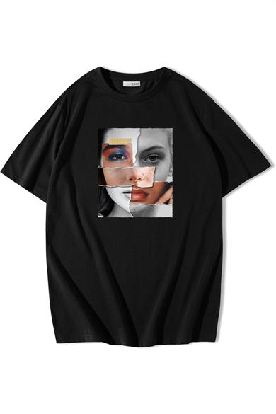 BRZ Collection Oversize Face Collage T-shirt