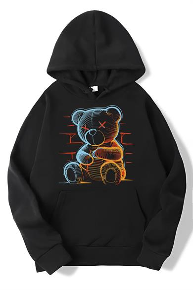 BRZ Collection Oversize Neon Teddy Bear Hoodie
