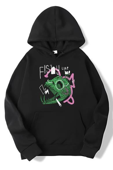 BRZ Collection Oversize Piranha Skull Hoodie