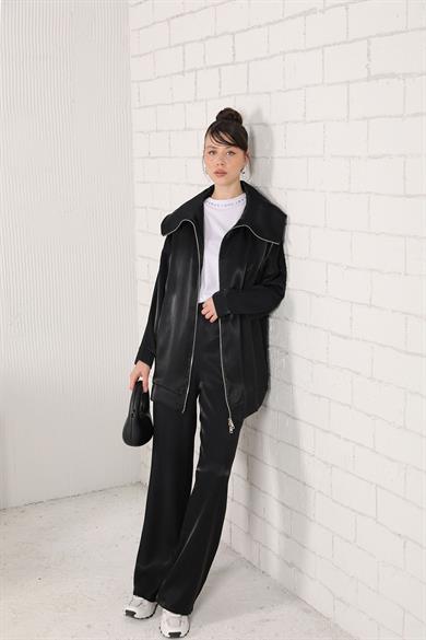 BRZ Collection Siyah Işıltılı Şık Takım