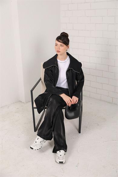 BRZ Collection Siyah Işıltılı Şık Takım