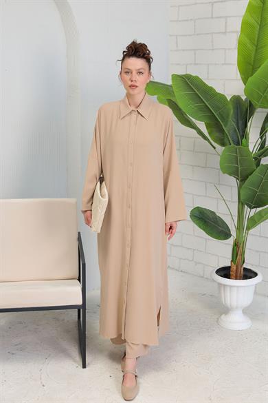 BRZ Collection Tam Boy Gömlekli Takım Taş Rengi