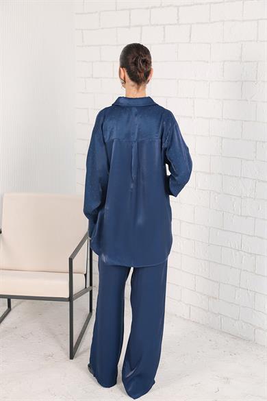BRZ Collection Taşlı Gömlekli Takım Lacivert