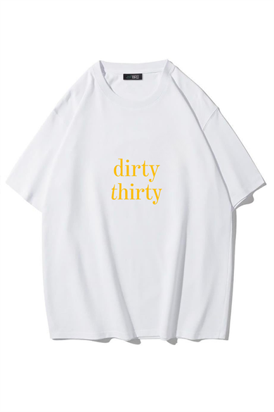BRZ Collection Unisex OBRZ Collection Unisex Oversize Dirty Thirty (Sarı) T-shirt BEYAZ