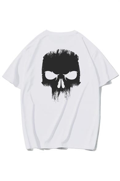 BRZ Collection Unisex Ön ve Arka Baskılı Oversize Angry Skull  T-shirt