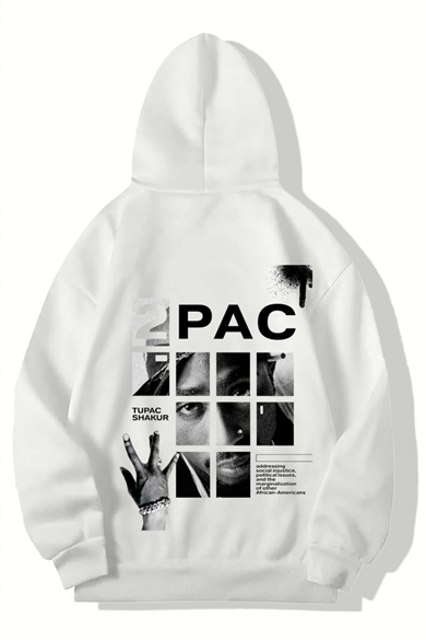 BRZ Collection Unisex Oversize 2PAC Hoodie (BEYAZ)