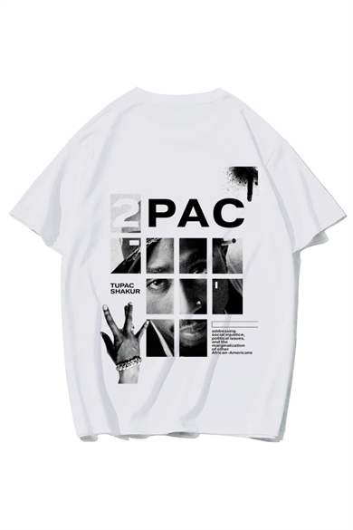 BRZ Collection Unisex Oversize 2PAC T-shirt (BEYAZ)
