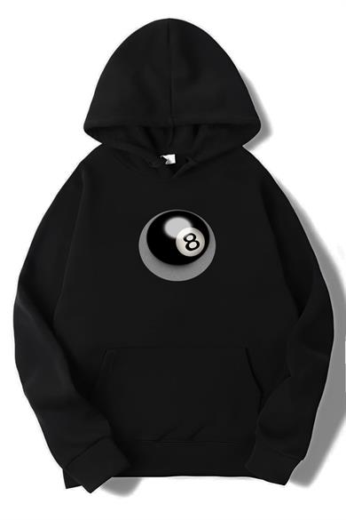 BRZ Collection Unisex Oversize 8 Ball Hoodie Siyah