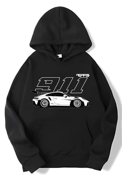 BRZ Collection Unisex Oversize 911 Hoodie Siyah