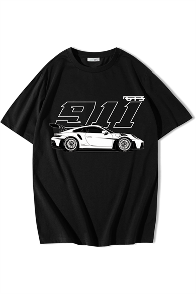 BRZ Collection Unisex Oversize 911 T-shirt Siyah