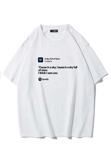 BRZ Collection Unisex Oversize A Sky Full of Stars - Coldplay T-shirt (BEYAZ)