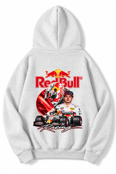 BRZ Collection Unisex Oversize (AÇIK GRİ) Racing F1 Redbull Hoodie (AÇIK GRİ)