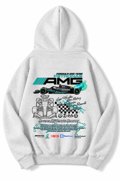 BRZ Collection Unisex Oversize (AÇIK GRİ) Formula One Team Petronas AMG Hoodie (AÇIK GRİ)