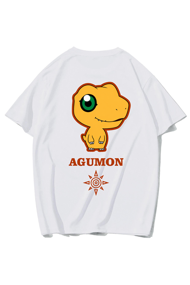 BRZ Collection Unisex Oversize Agumon T-shirt (BEYAZ)