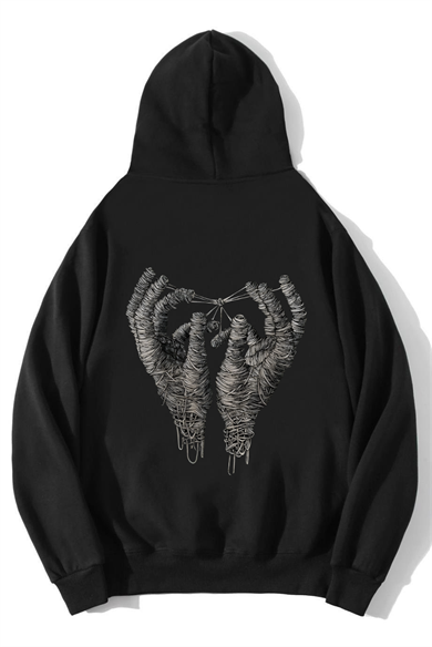 BRZ Collection Unisex Oversize Albin Bousquet Mano Series Hoodie Siyah