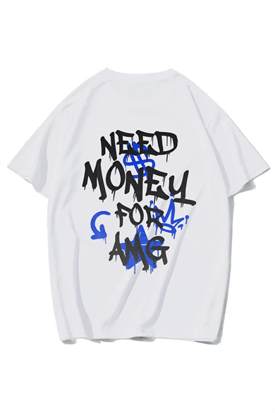 BRZ Collection Unisex Oversize AMG Need Money For AMG T-shirt (BEYAZ)