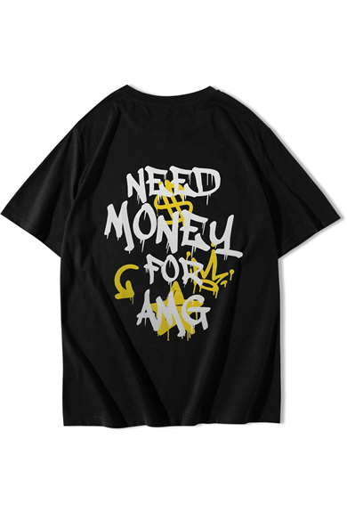 BRZ Collection Unisex Oversize AMG Need Money For AMG T-shirt Siyah