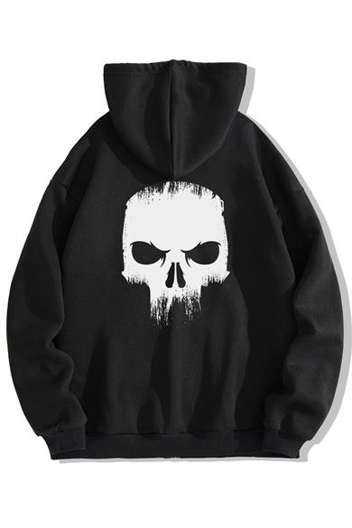 BRZ Collection Unisex Oversize Angry Skull Fermuarlı Hoodie