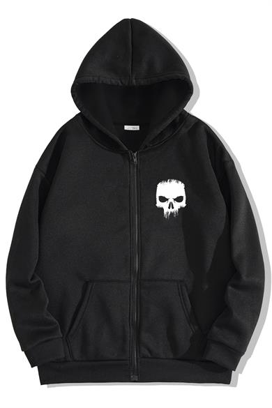 BRZ Collection Unisex Oversize Angry Skull Fermuarlı Hoodie