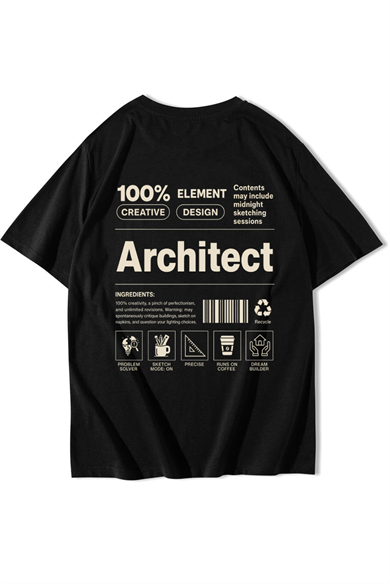 BRZ Collection Unisex Oversize Architect T-shirt Siyah