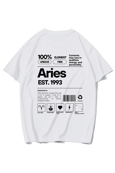 BRZ Collection Unisex Oversize Aries T-shirt (BEYAZ)