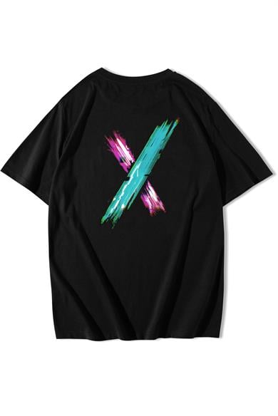 BRZ Collection Unisex Oversize Arka Baskılı Electric X Logo T-shirt