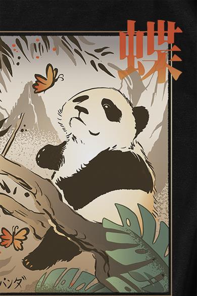BRZ Collection Unisex Oversize Arka Baskılı Butterfly and Japanese Panda T-shirt
