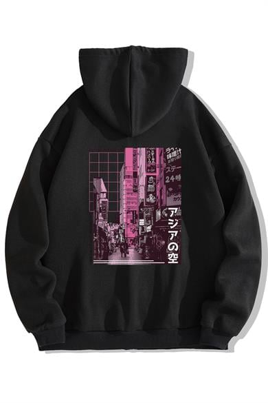 BRZ Collection Unisex Oversize Asian Street Fermuarlı Hoodie