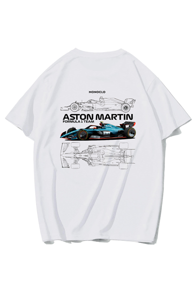 BRZ Collection Unisex Oversize Aston Martini F1 T-Shirt (BEYAZ)