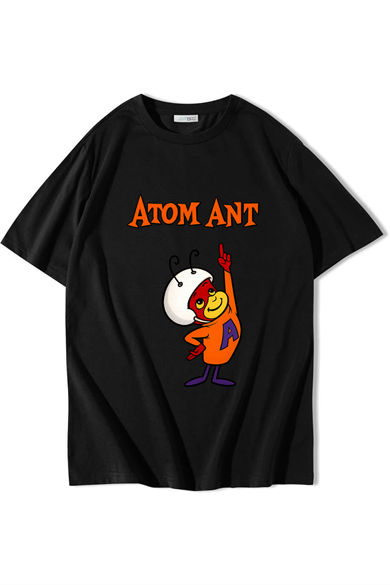 BRZ Collection Unisex Oversize Atom Ant - Atom Karınca T-shirt Siyah