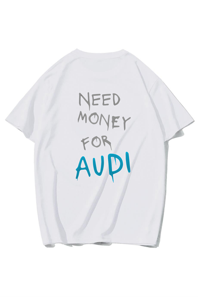 BRZ Collection Unisex Oversize AUDI Need Money For AUDI T-shirt (BEYAZ)