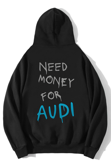 BRZ Collection Unisex Oversize AUDI Need Money For AUDI Hoodie Siyah
