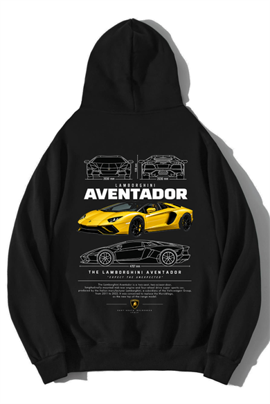 BRZ Collection Unisex Oversize Aventador Hoodie Siyah