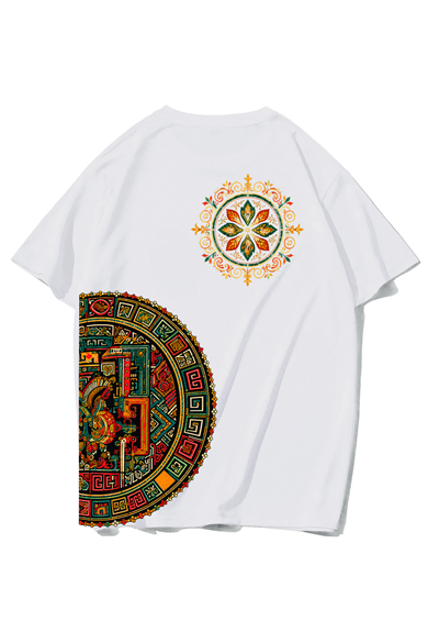 BRZ Collection Unisex Oversize Aztek Mirası T-shirt BEYAZ