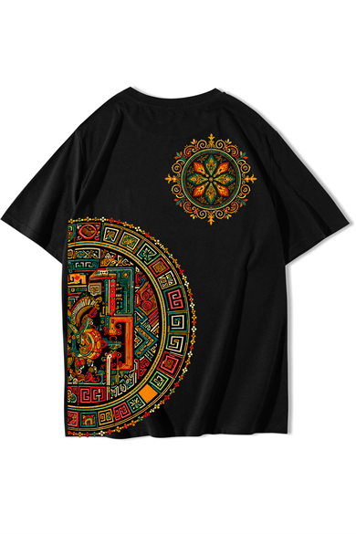 BRZ Collection Unisex Oversize Aztek Mirası T-shirt Siyah
