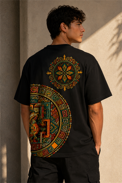 BRZ Collection Unisex Oversize Aztek Mirası T-shirt Siyah