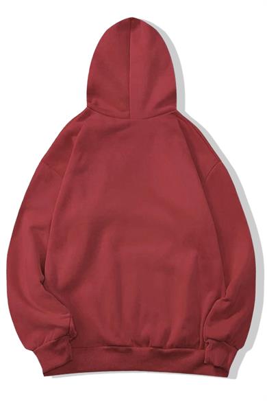 BRZ Collection Unisex Oversize Basic Hoodie Kiremit Kırmızı