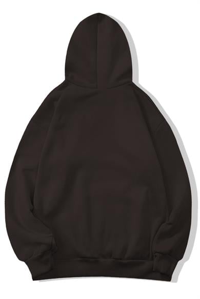 BRZ Collection Unisex Oversize Basic Sweatshirt Hoodie Kahverengi