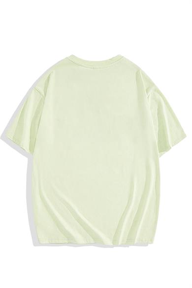 BRZ Collection Unisex Oversize Basic T-shirt Açık Yeşil