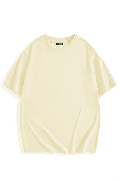BRZ Collection Unisex Oversize Basic T-shirt Açık Sarı