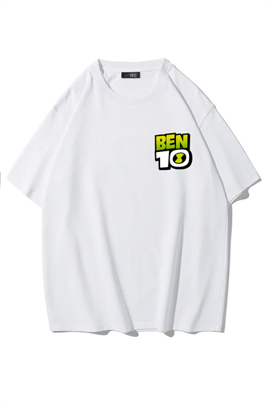 BRZ Collection Unisex Oversize Ben 10 T-shirt (BEYAZ)