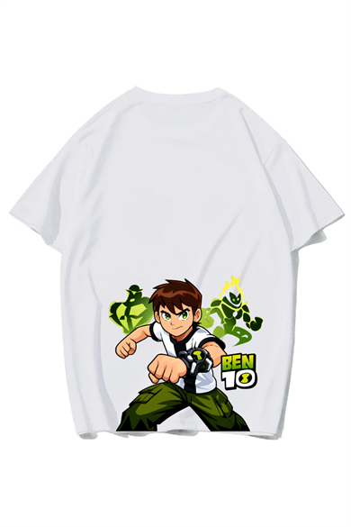 BRZ Collection Unisex Oversize Ben 10 T-shirt (BEYAZ)