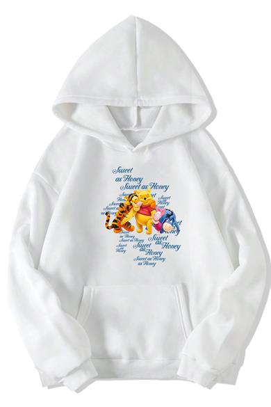 BRZ Collection Unisex Oversize (BEYAZ) Sweet as Honey Hoodie (BEYAZ)