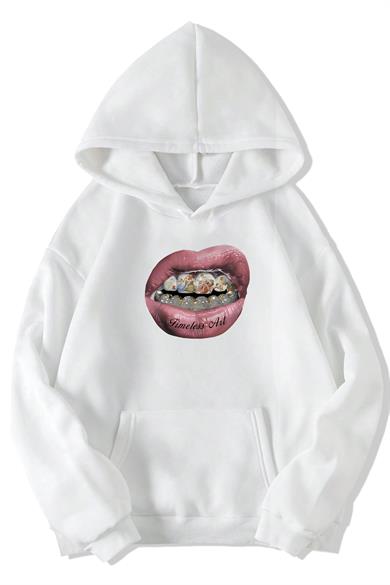 BRZ Collection Unisex Oversize (BEYAZ) Timeless Art Hoodie (BEYAZ)