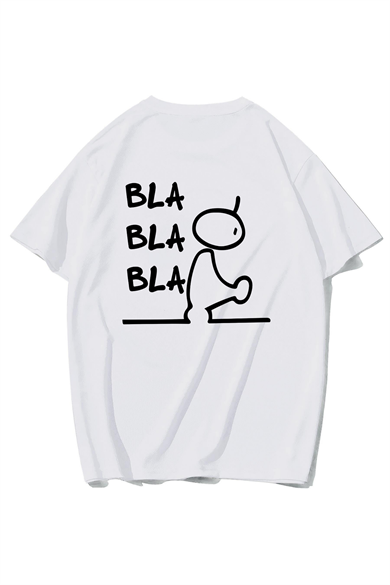 BRZ Collection Unisex Oversize Bla Bla Bla T-shirt (BEYAZ)