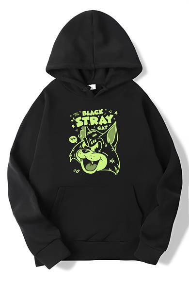 BRZ Collection Unisex Oversize Black Stray Cat Hoodie