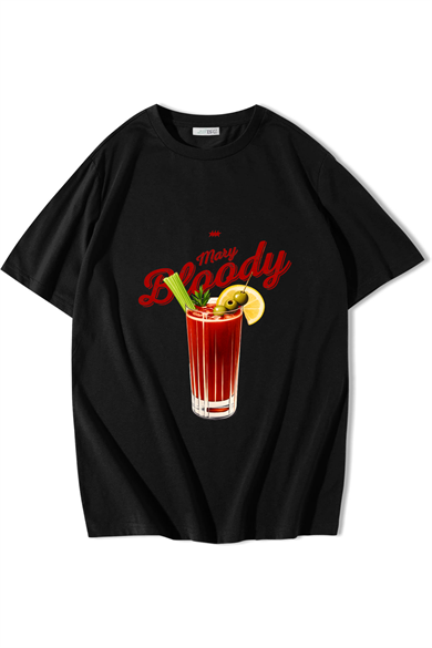 BRZ Collection Unisex Oversize Bloody Mary T-shirt Siyah