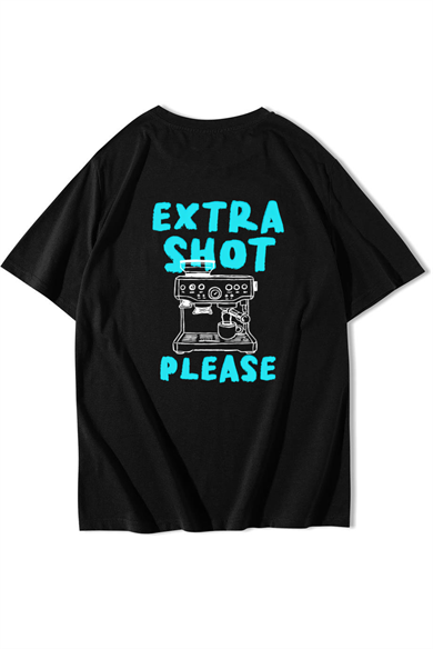 BRZ Collection Unisex Oversize Blue Extra Shot Please T-shirt Siyah