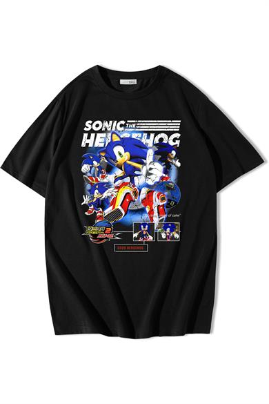 BRZ Collection Unisex Oversize Blue Sonic The Hedgehog Blue T-shirt 